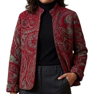 VTG Coldwater Creek Tapestry Blazer Jacket Size M Open Front Paisley Whimsigoth